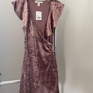 Velvet taupe wrap dress